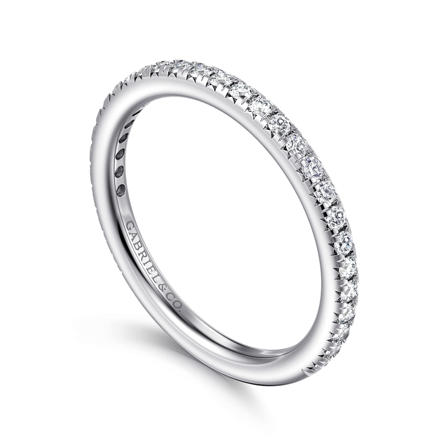 Straight Wedding Ring in 14k White Gold with Round Natural Diamond at Gabriel & Co. - Shot 3