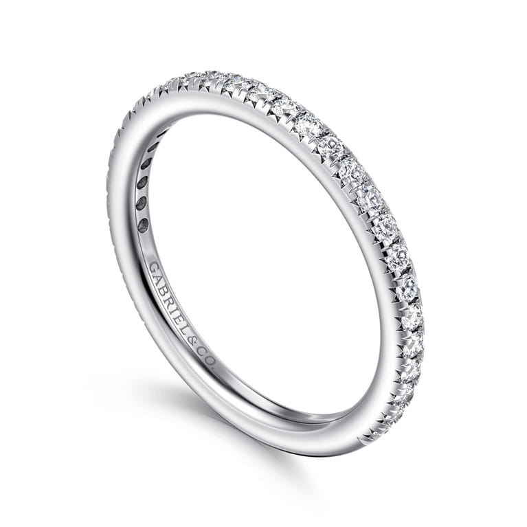 Straight Wedding Ring in 14k White Gold with Round Natural Diamond at Gabriel & Co. - Shot 3