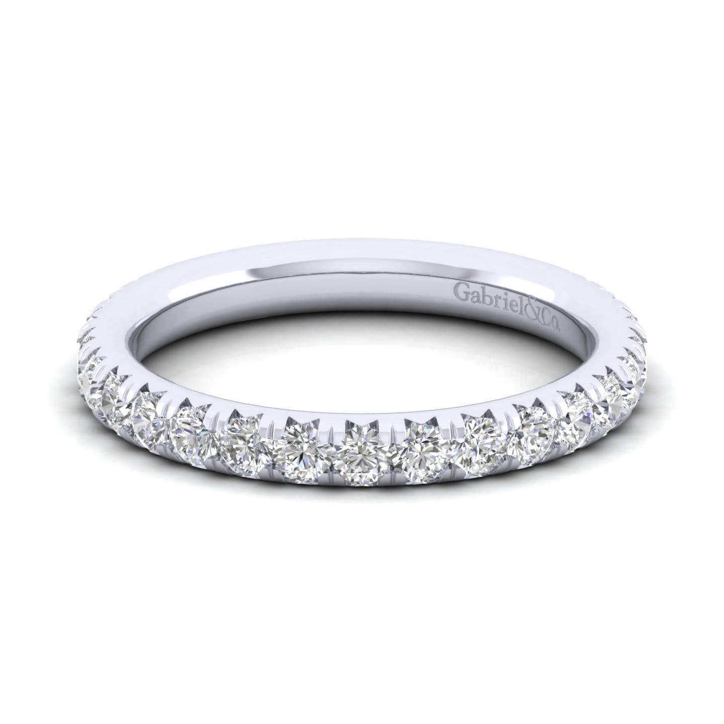 Straight Wedding Ring in 14k White Gold with Round Natural Diamond at Gabriel & Co. - Shot 1