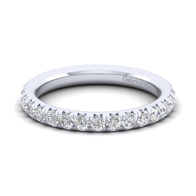 Straight Wedding Ring in 14k White Gold with Round Natural Diamond at Gabriel & Co. - Shot 1