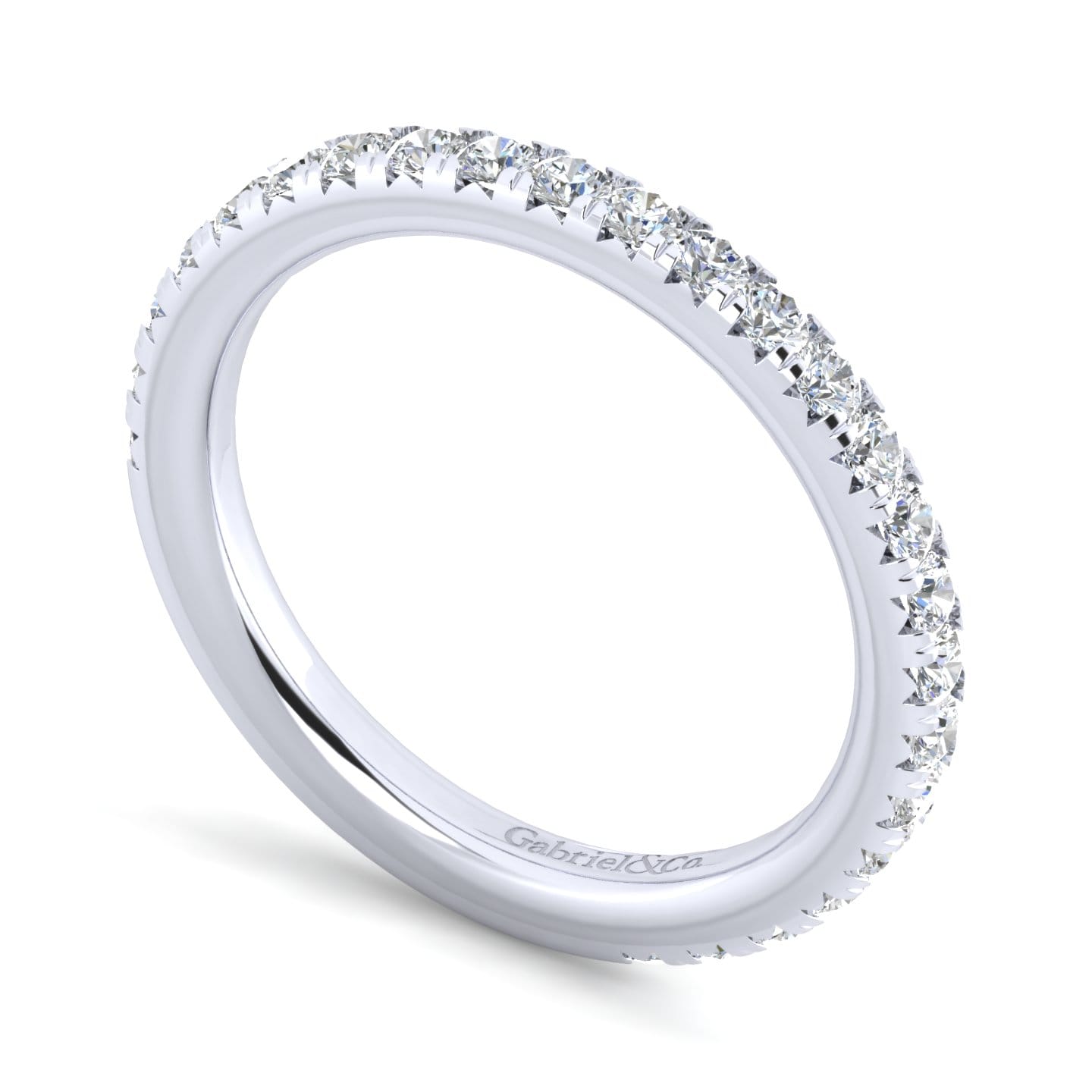 Straight Wedding Ring in 14k White Gold with Round Natural Diamond at Gabriel & Co. - Shot 3