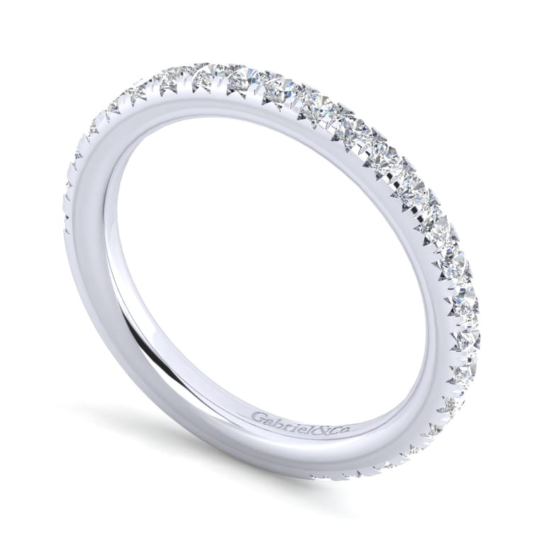 Straight Wedding Ring in 14k White Gold with Round Natural Diamond at Gabriel & Co. - Shot 3