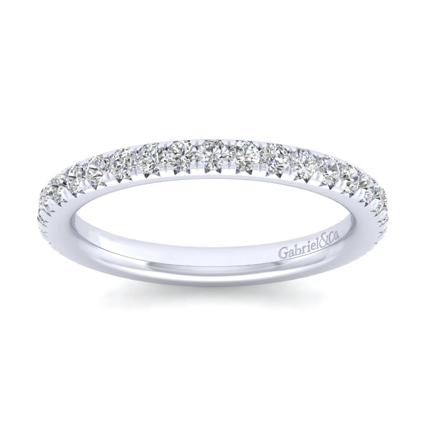 Straight Wedding Ring in 14k White Gold with Round Natural Diamond at Gabriel & Co. - Shot 4