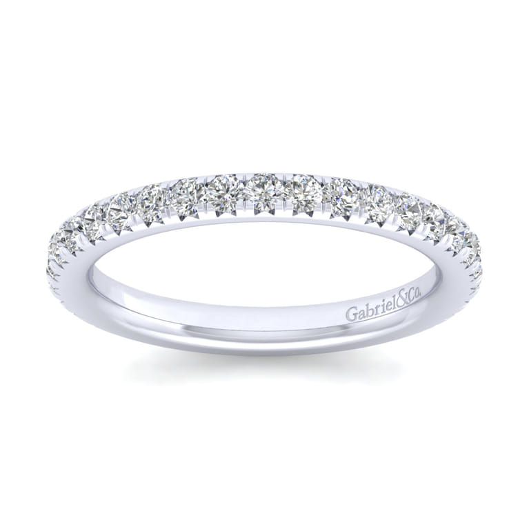 Straight Wedding Ring in 14k White Gold with Round Natural Diamond at Gabriel & Co. - Shot 4