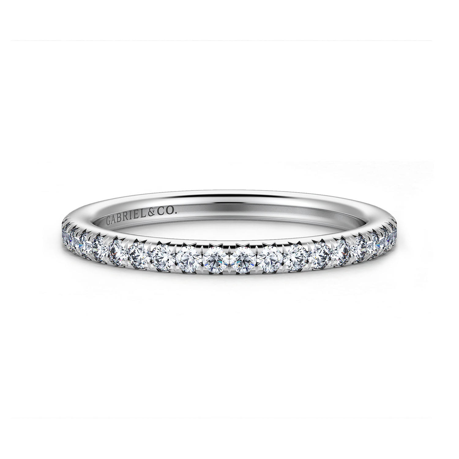 Straight Wedding Ring in 14k White Gold with Round Natural Diamond at Gabriel & Co. - Shot 1