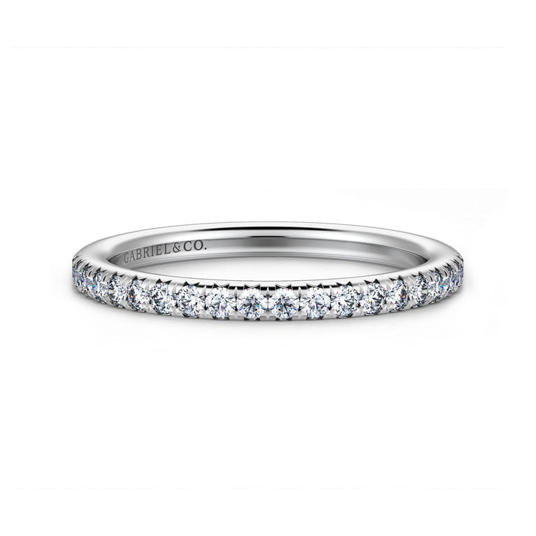 Straight Wedding Ring in 14k White Gold with Round Natural Diamond at Gabriel & Co. - Shot 1