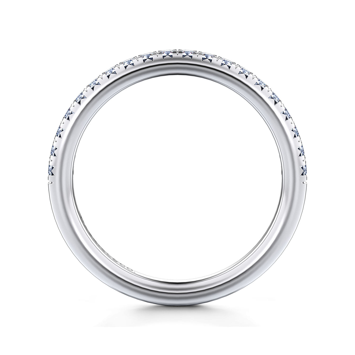 Straight Wedding Ring in 14k White Gold with Round Natural Diamond at Gabriel & Co. - Shot 2