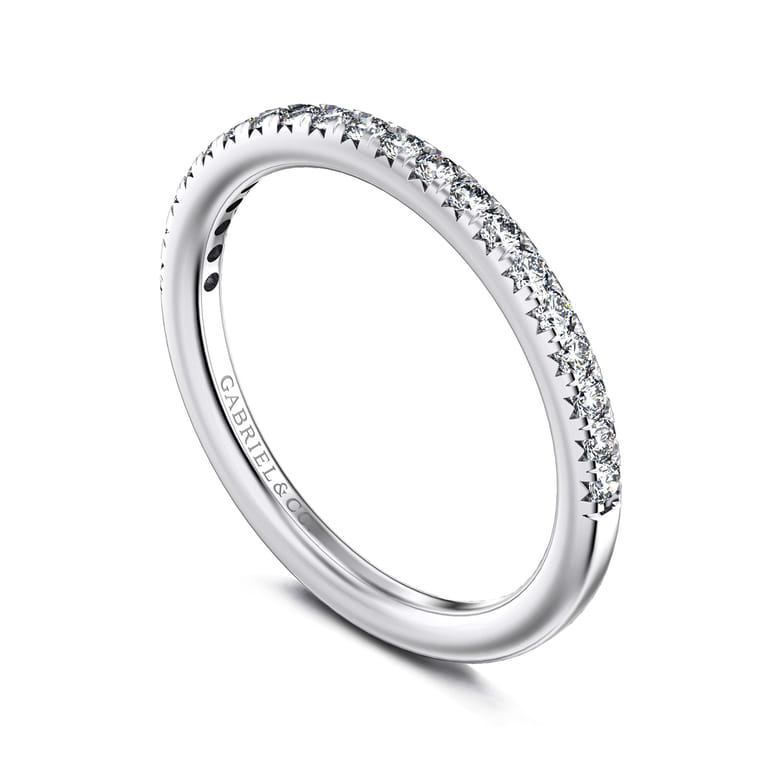 Straight Wedding Ring in 14k White Gold with Round Natural Diamond at Gabriel & Co. - Shot 3