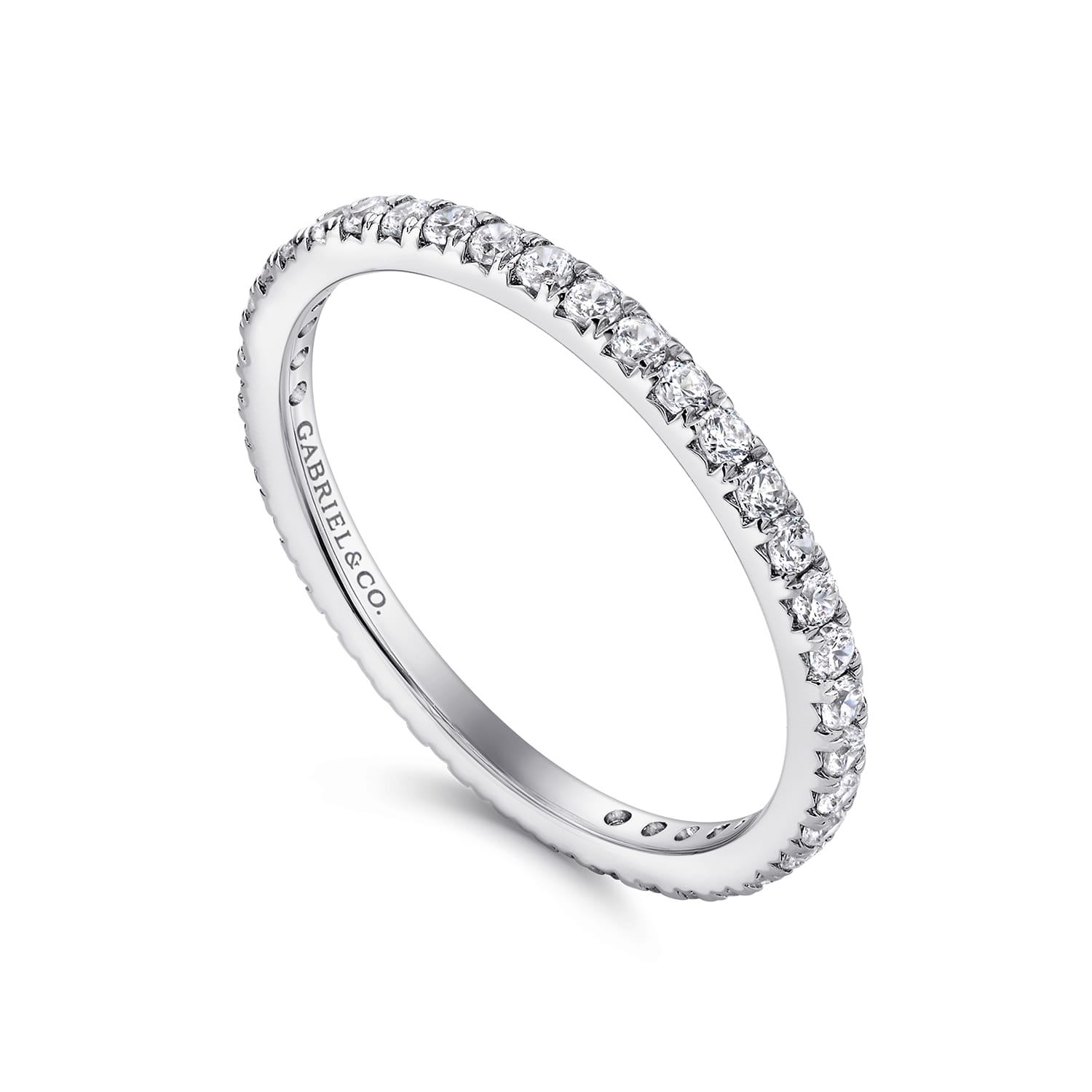 Eternity Band Wedding Ring in 14k White Gold with Round Natural Diamond at Gabriel & Co. - Shot 3