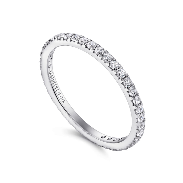 Eternity Band Wedding Ring in 14k White Gold with Round Natural Diamond at Gabriel & Co. - Shot 3