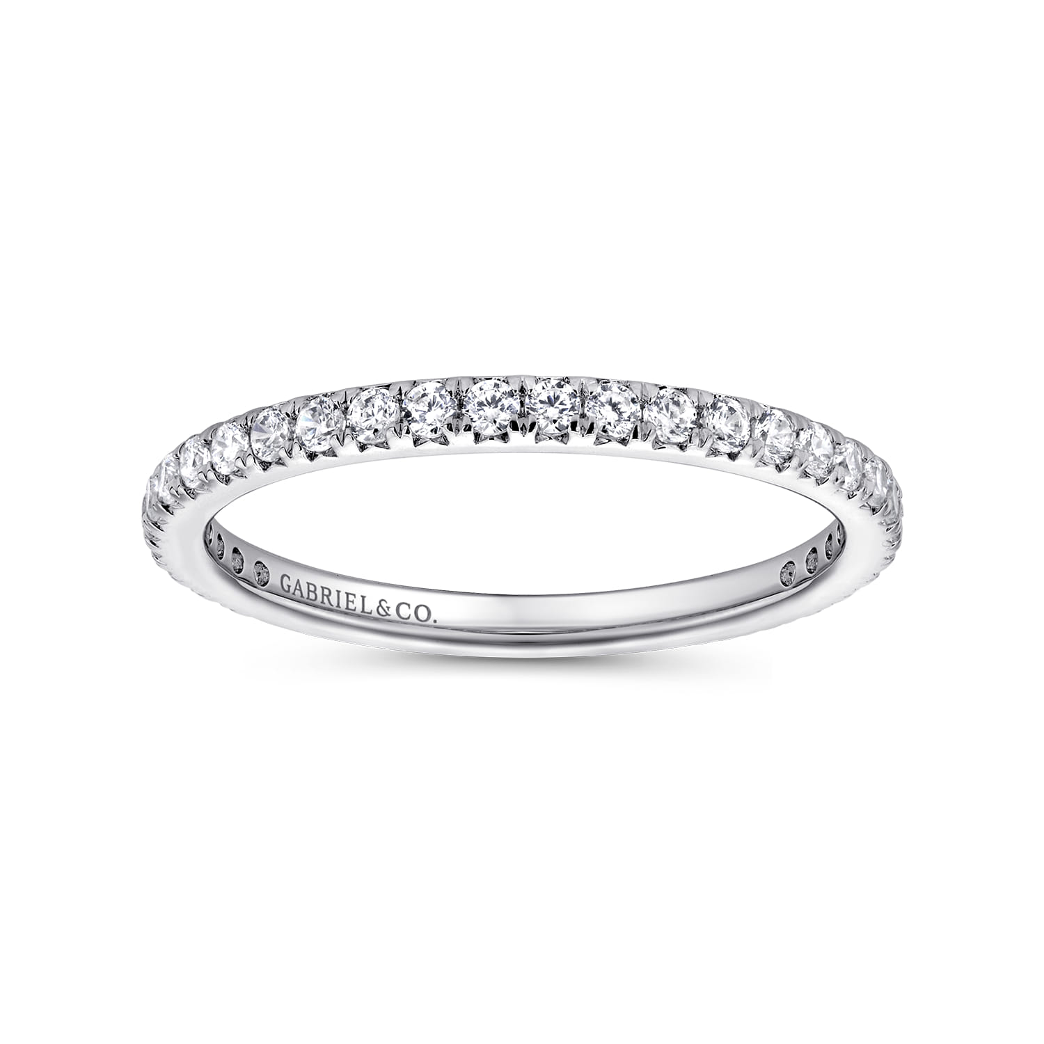Eternity Band Wedding Ring in 14k White Gold with Round Natural Diamond at Gabriel & Co. - Shot 4