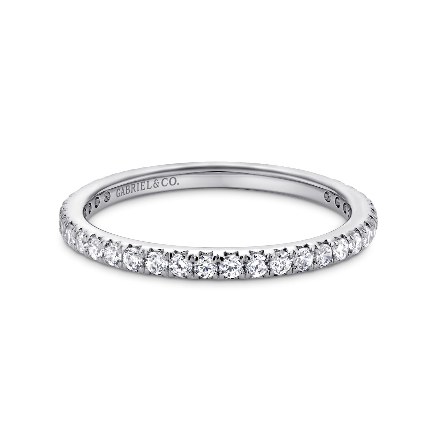 Eternity Band Wedding Ring in 14k White Gold with Round Natural Diamond at Gabriel & Co. - Shot 1
