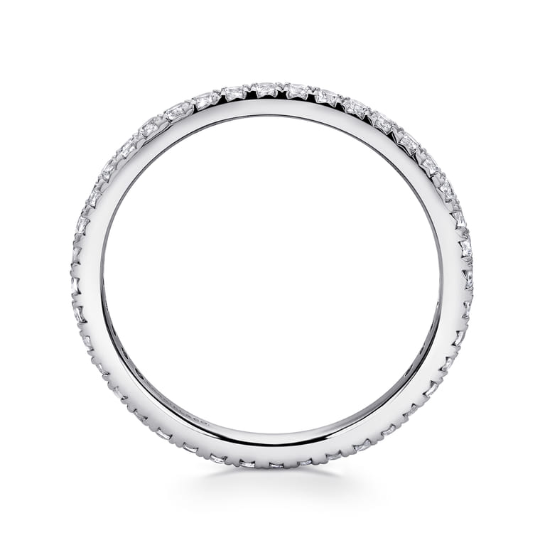 Eternity Band Wedding Ring in 14k White Gold with Round Natural Diamond at Gabriel & Co. - Shot 2