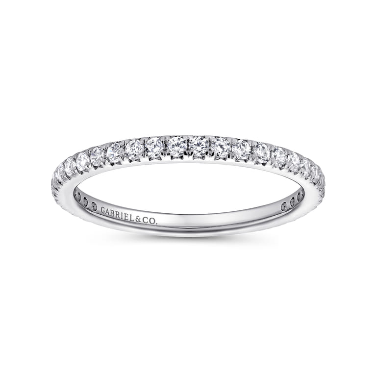 Eternity Band Wedding Ring in 14k White Gold with Round Natural Diamond at Gabriel & Co. - Shot 4