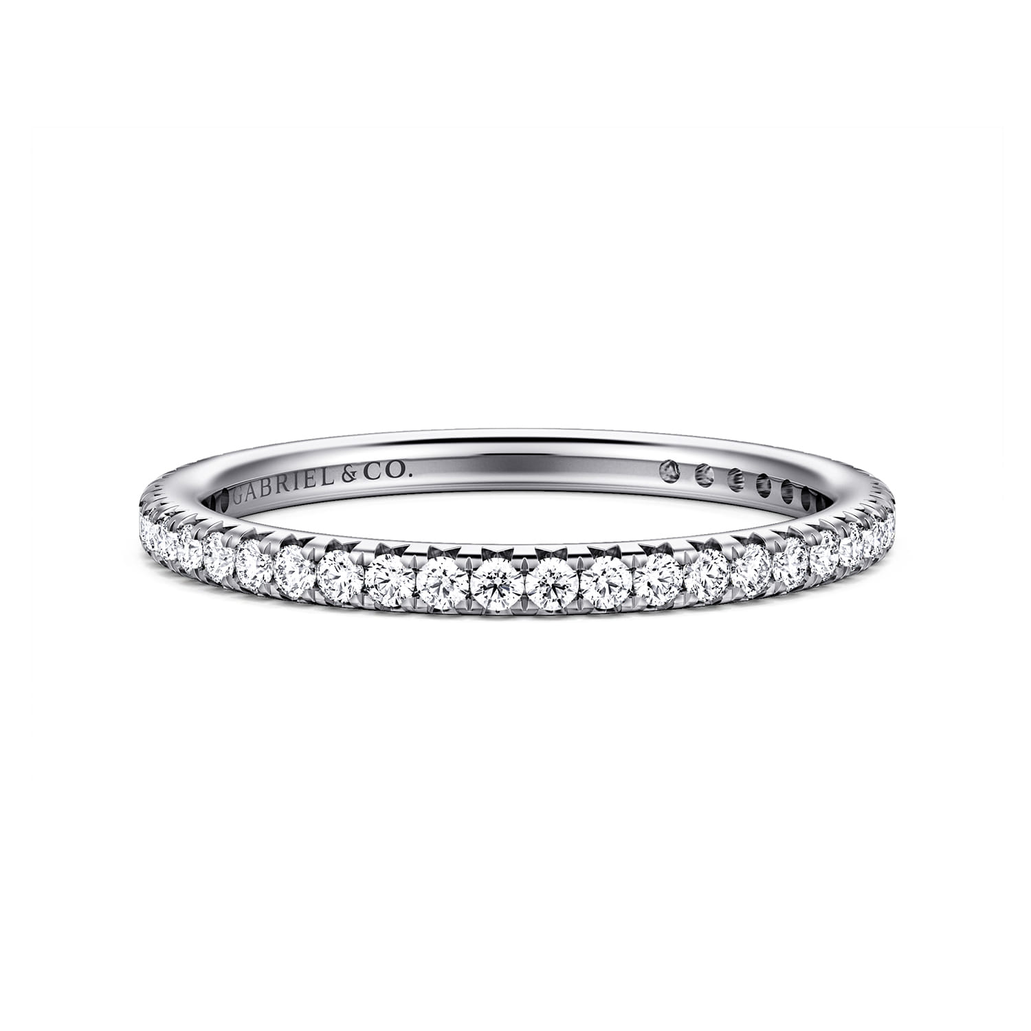 Eternity Band Wedding Ring in 14k White Gold with Round Natural Diamond at Gabriel & Co. - Shot 1
