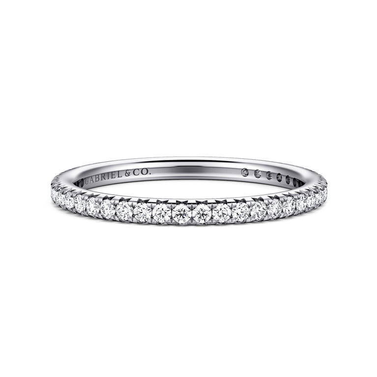 Eternity Band Wedding Ring in 14k White Gold with Round Natural Diamond at Gabriel & Co. - Shot 1