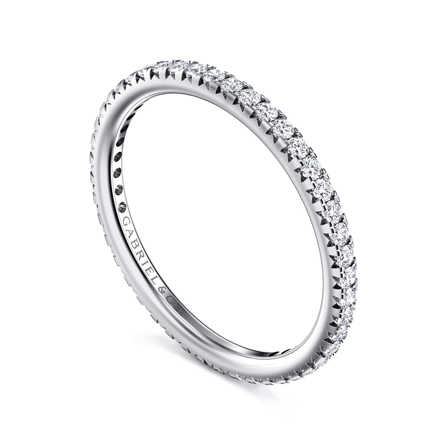 Eternity Band Wedding Ring in 14k White Gold with Round Natural Diamond at Gabriel & Co. - Shot 3