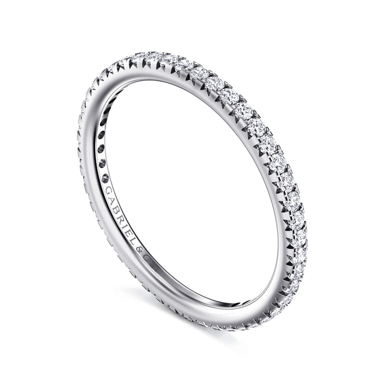 Eternity Band Wedding Ring in 14k White Gold with Round Natural Diamond at Gabriel & Co. - Shot 3