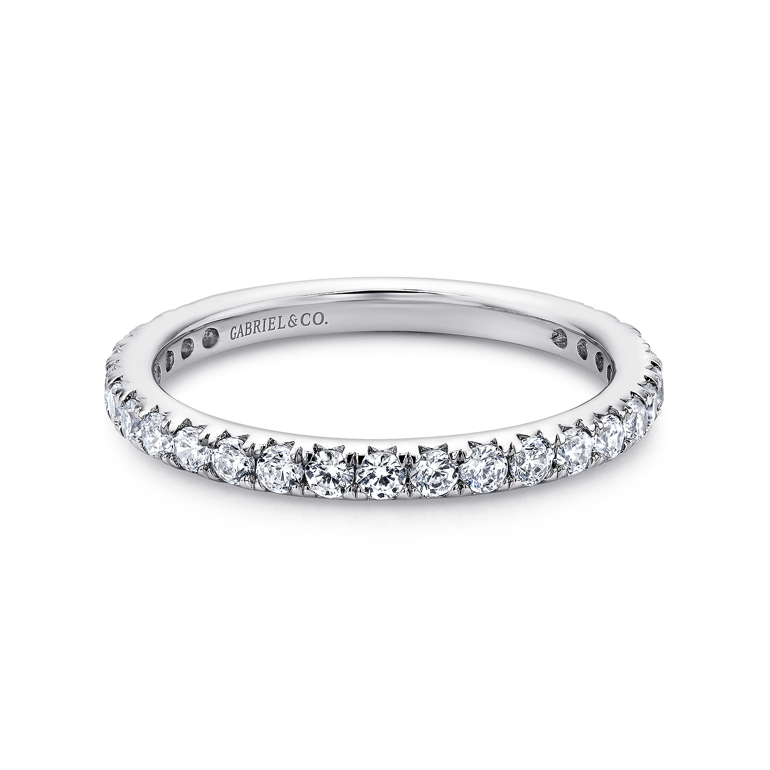 Eternity Band Wedding Ring in 14k White Gold with Round Natural Diamond at Gabriel & Co. - Shot 1