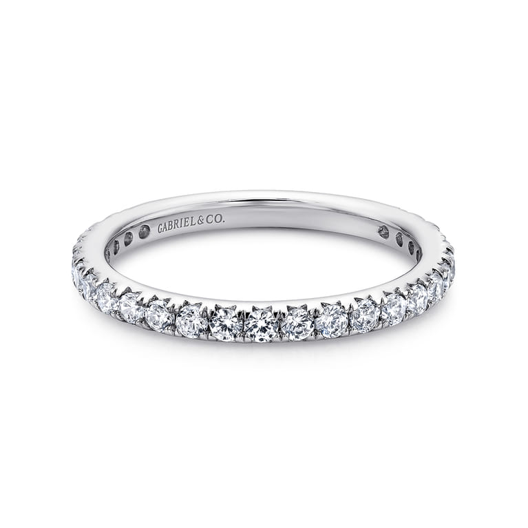 Eternity Band Wedding Ring in 14k White Gold with Round Natural Diamond at Gabriel & Co. - Shot 1