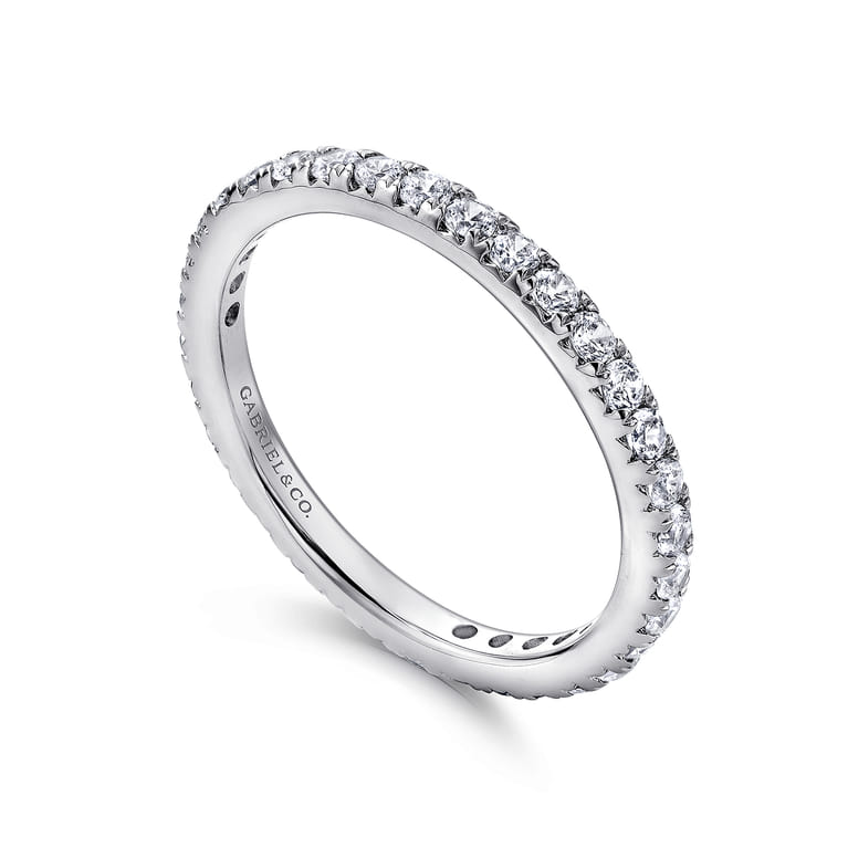 Eternity Band Wedding Ring in 14k White Gold with Round Natural Diamond at Gabriel & Co. - Shot 3