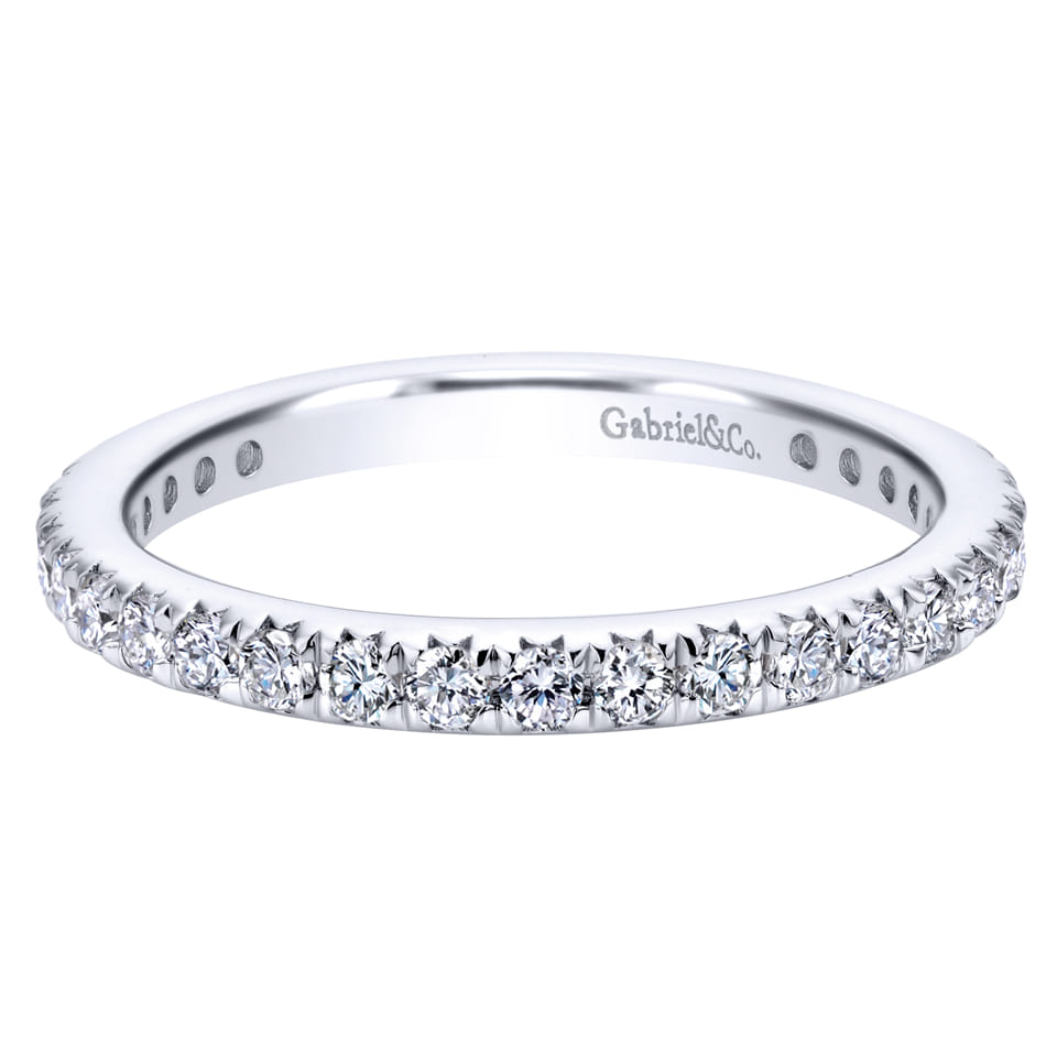 Eternity Band Wedding Ring in 14k White Gold with Round Natural Diamond at Gabriel & Co. - Shot 1