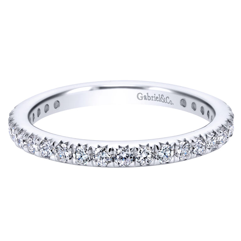 Eternity Band Wedding Ring in 14k White Gold with Round Natural Diamond at Gabriel & Co. - Shot 1