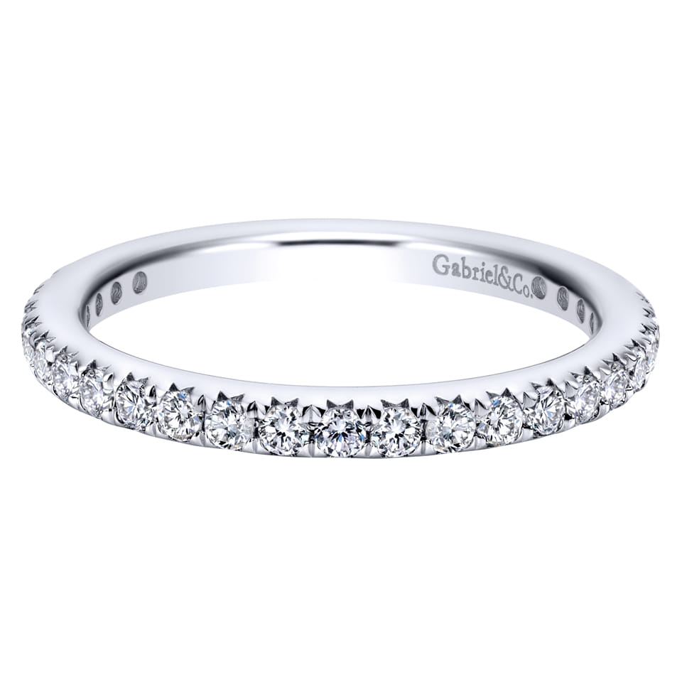 Eternity Band Wedding Ring in 14k White Gold with Round Natural Diamond at Gabriel & Co. - Shot 1