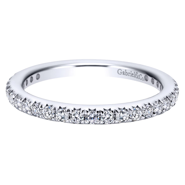 Eternity Band Wedding Ring in 14k White Gold with Round Natural Diamond at Gabriel & Co. - Shot 1