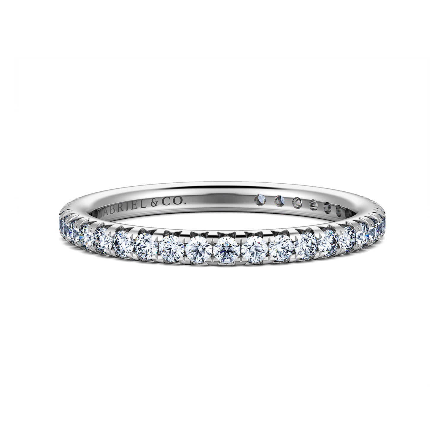 Eternity Band Wedding Ring in 14k White Gold with Round Natural Diamond at Gabriel & Co. - Shot 1