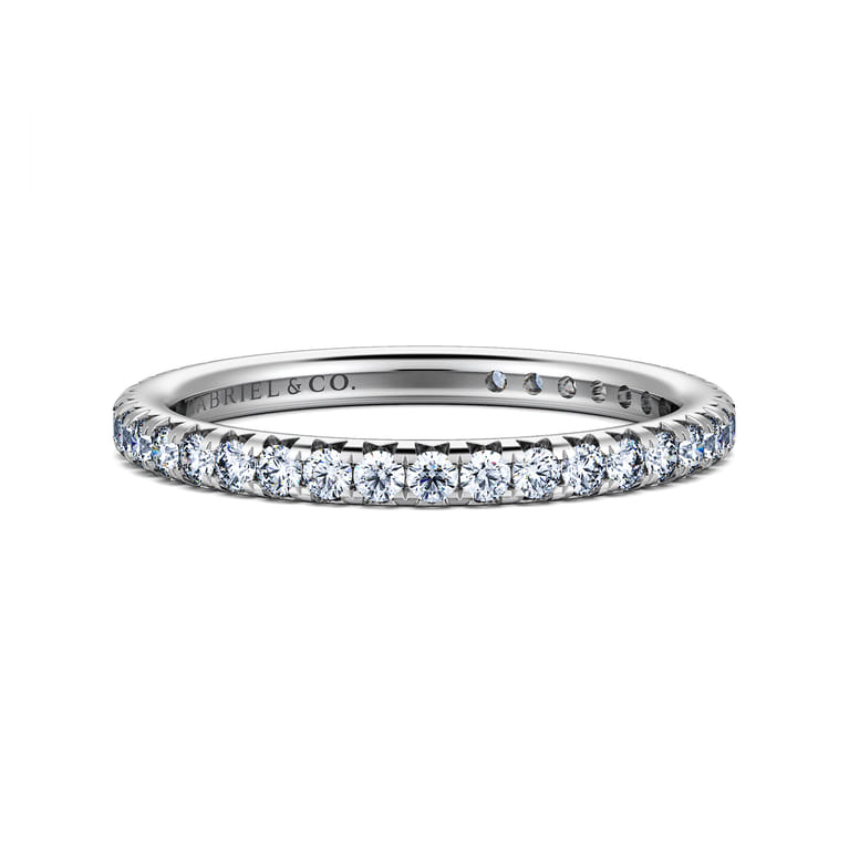 Eternity Band Wedding Ring in 14k White Gold with Round Natural Diamond at Gabriel & Co. - Shot 1
