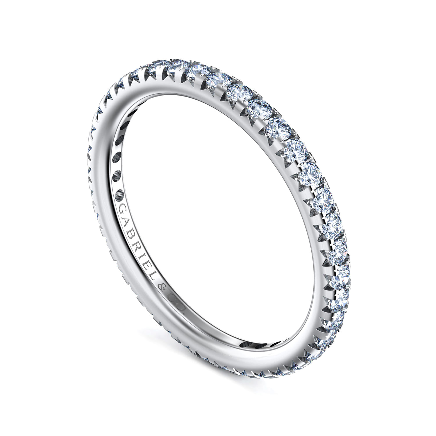 Eternity Band Wedding Ring in 14k White Gold with Round Natural Diamond at Gabriel & Co. - Shot 3