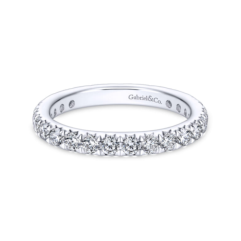 Eternity Band Wedding Ring in 14k White Gold with Round Natural Diamond at Gabriel & Co. - Shot 1