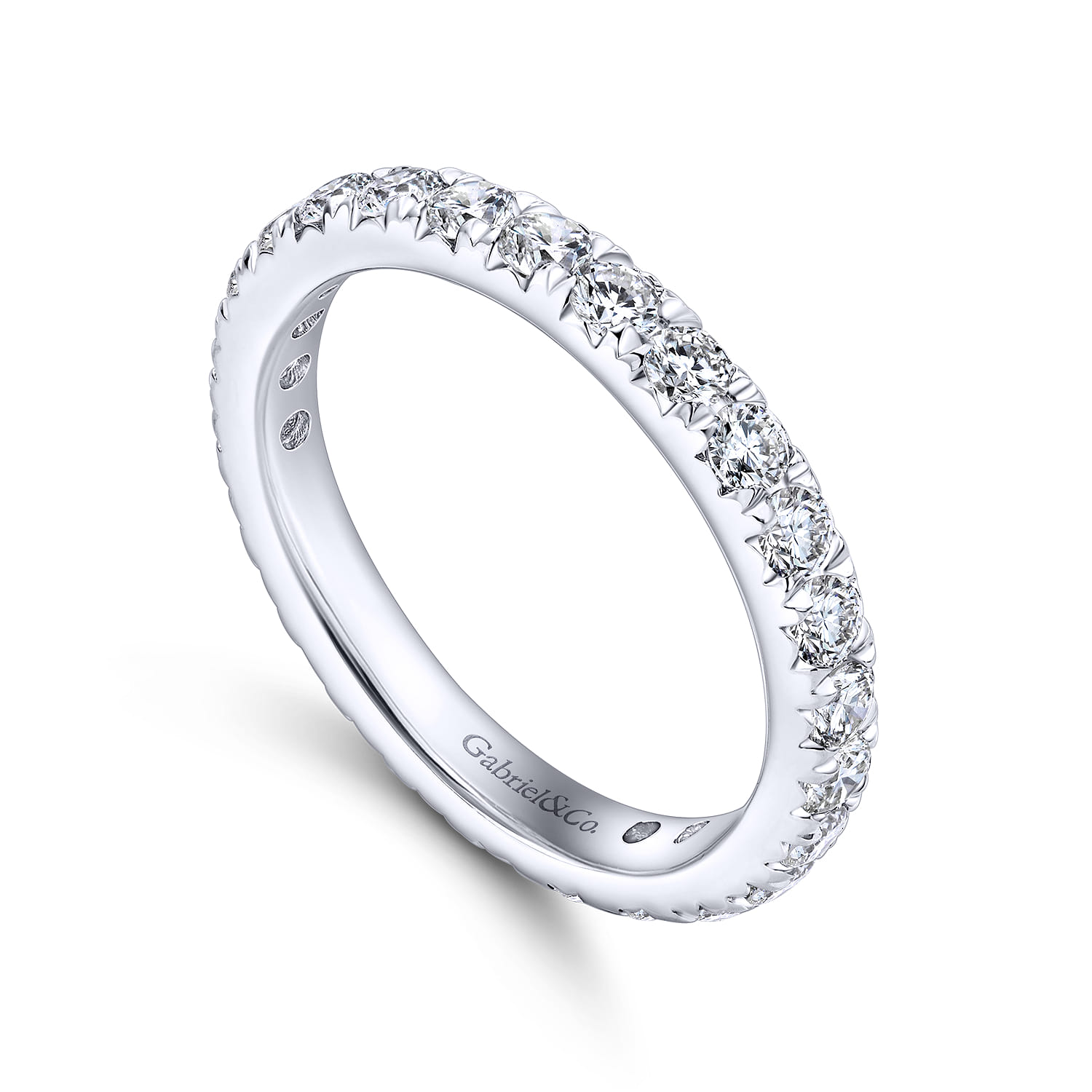 Eternity Band Wedding Ring in 14k White Gold with Round Natural Diamond at Gabriel & Co. - Shot 3