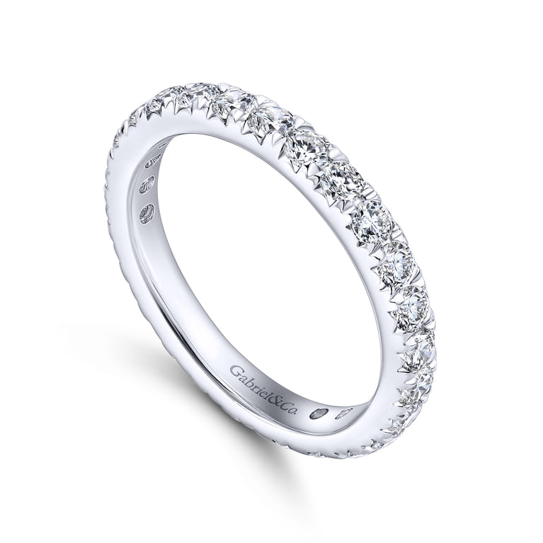Eternity Band Wedding Ring in 14k White Gold with Round Natural Diamond at Gabriel & Co. - Shot 3