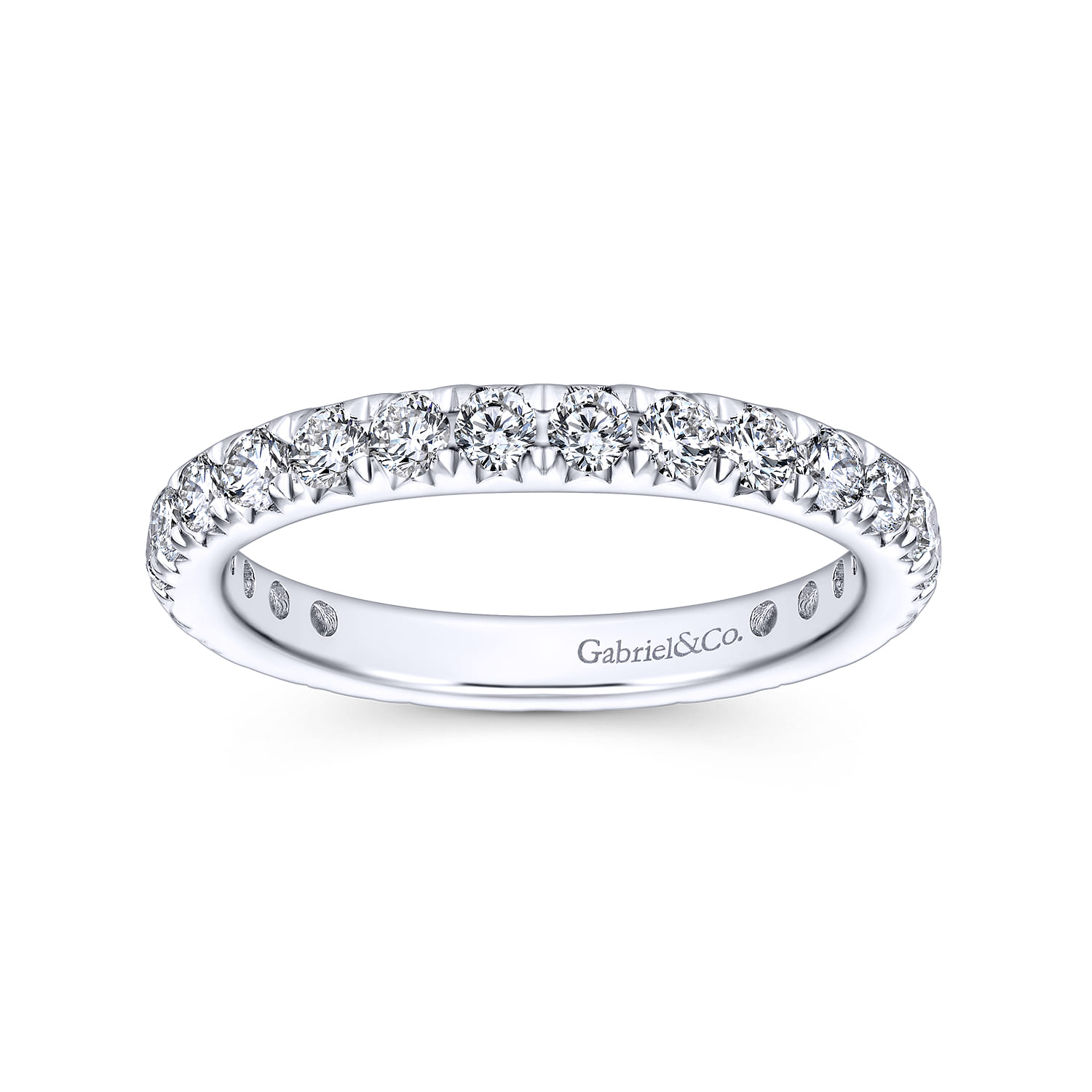 Eternity Band Wedding Ring in 14k White Gold with Round Natural Diamond at Gabriel & Co. - Shot 4