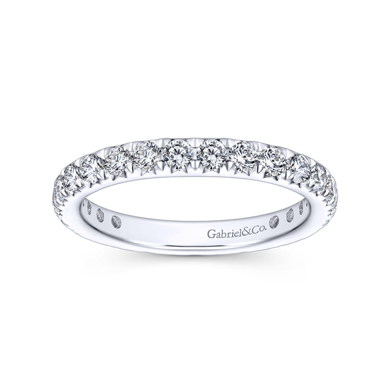 Eternity Band Wedding Ring in 14k White Gold with Round Natural Diamond at Gabriel & Co. - Shot 4