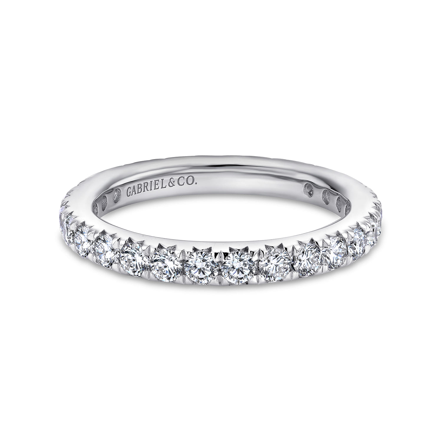 Eternity Band Wedding Ring in 14k White Gold with Round Natural Diamond at Gabriel & Co. - Shot 1