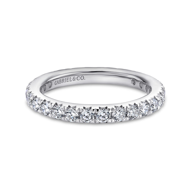 Eternity Band Wedding Ring in 14k White Gold with Round Natural Diamond at Gabriel & Co. - Shot 1