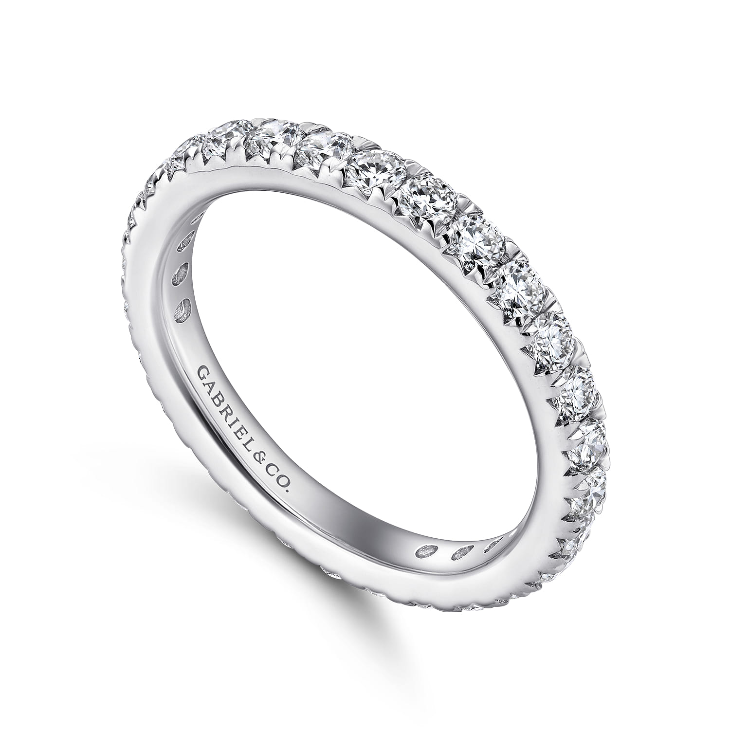 Eternity Band Wedding Ring in 14k White Gold with Round Natural Diamond at Gabriel & Co. - Shot 3