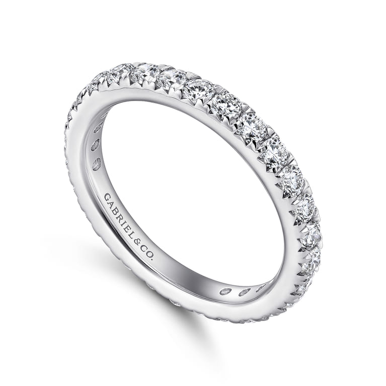 Eternity Band Wedding Ring in 14k White Gold with Round Natural Diamond at Gabriel & Co. - Shot 3