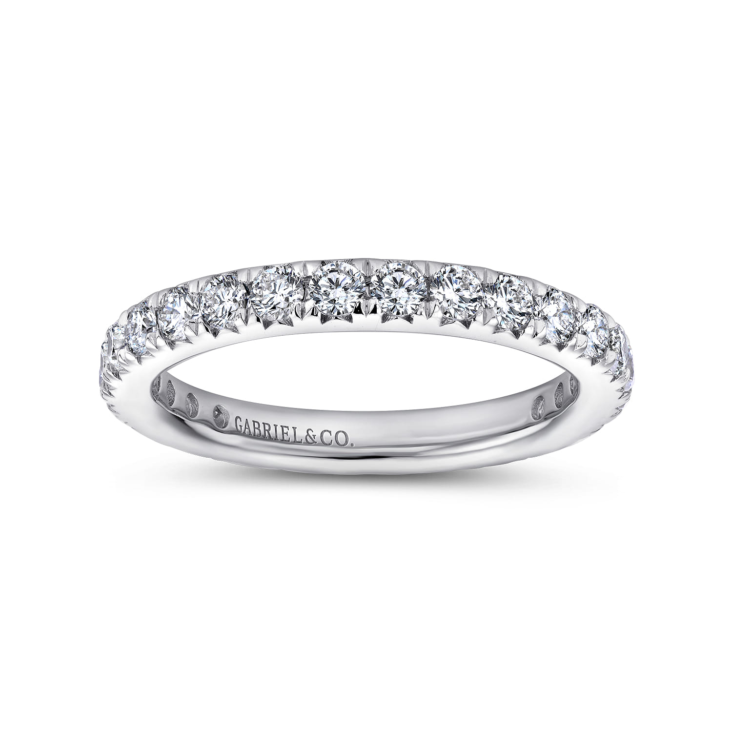 Eternity Band Wedding Ring in 14k White Gold with Round Natural Diamond at Gabriel & Co. - Shot 4