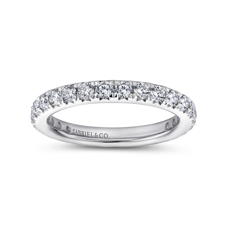 Eternity Band Wedding Ring in 14k White Gold with Round Natural Diamond at Gabriel & Co. - Shot 4