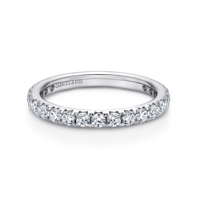 Eternity Band Wedding Ring in 14k White Gold with Round Natural Diamond at Gabriel & Co. - Shot 1