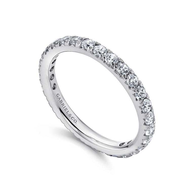 Eternity Band Wedding Ring in 14k White Gold with Round Natural Diamond at Gabriel & Co. - Shot 3