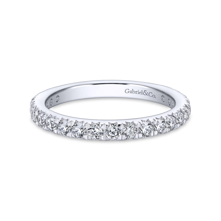 Eternity Band Wedding Ring in 14k White Gold with Round Natural Diamond at Gabriel & Co. - Shot 1
