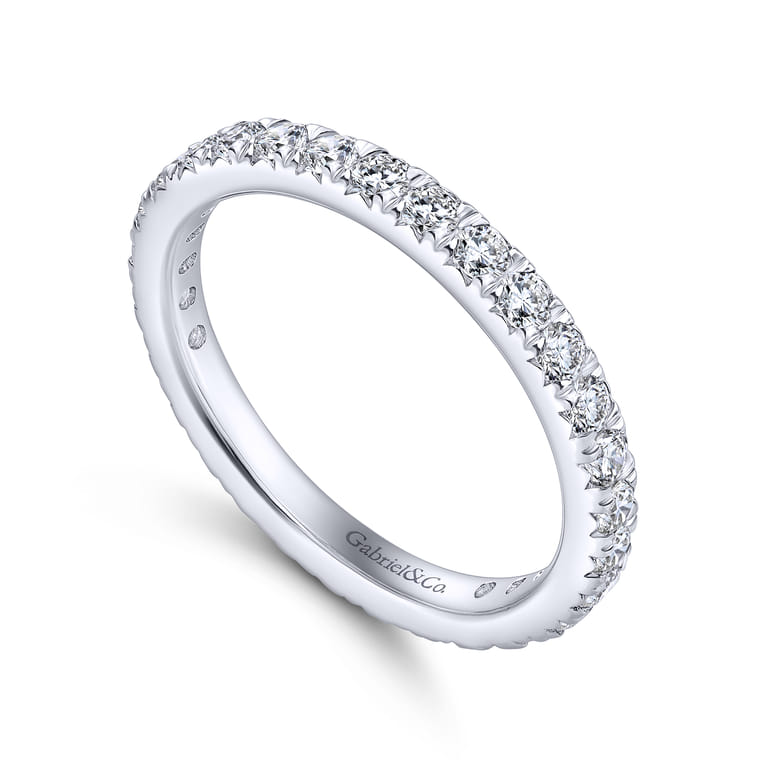 Eternity Band Wedding Ring in 14k White Gold with Round Natural Diamond at Gabriel & Co. - Shot 3
