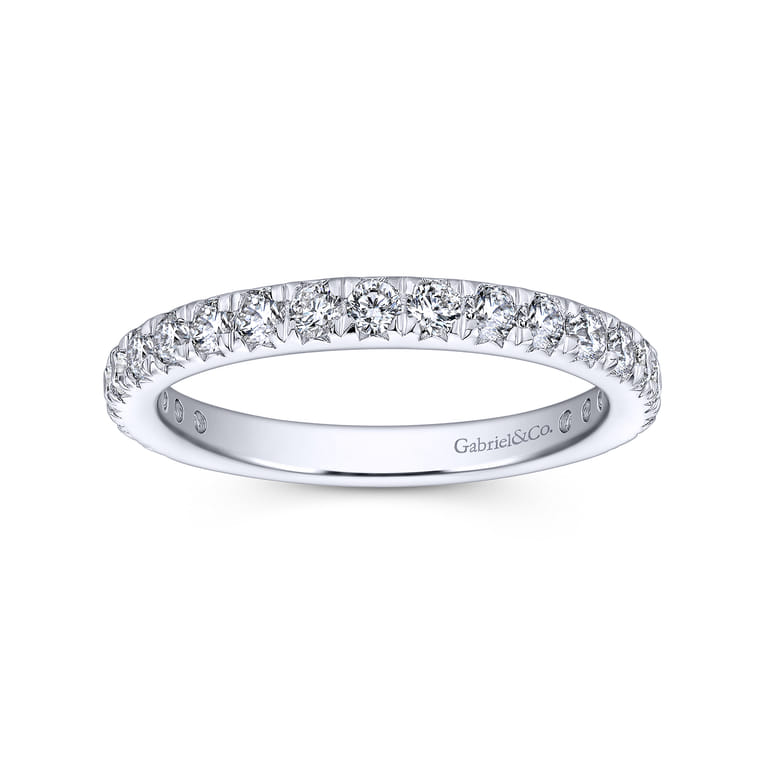 Eternity Band Wedding Ring in 14k White Gold with Round Natural Diamond at Gabriel & Co. - Shot 4