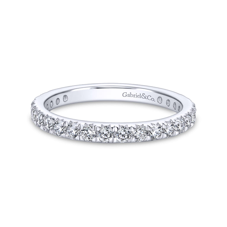 Eternity Band Wedding Ring in 14k White Gold with Round Natural Diamond at Gabriel & Co. - Shot 1