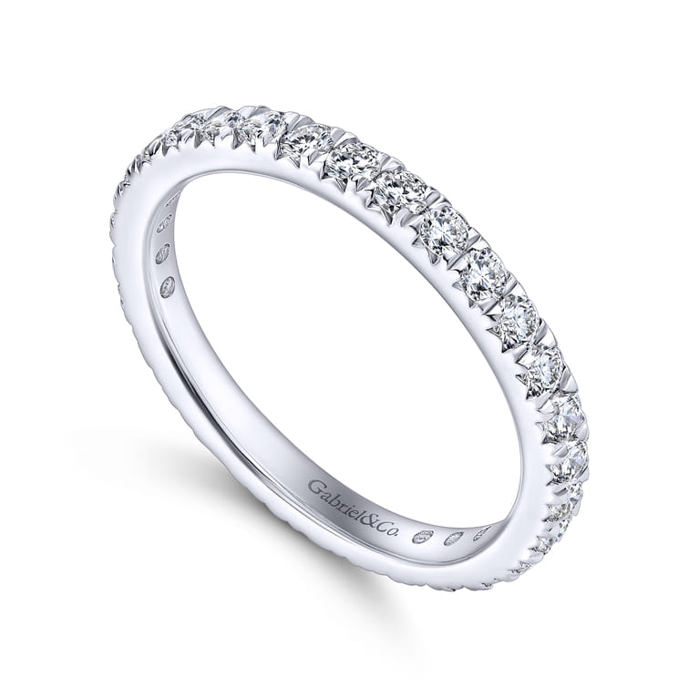 Eternity Band Wedding Ring in 14k White Gold with Round Natural Diamond at Gabriel & Co. - Shot 3
